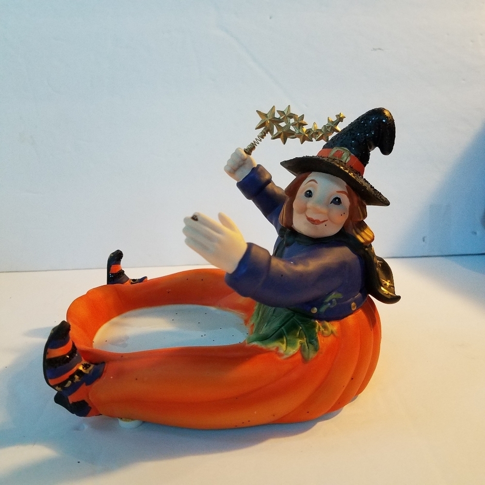 Partylite Pumpkin Witch Candle Holder New